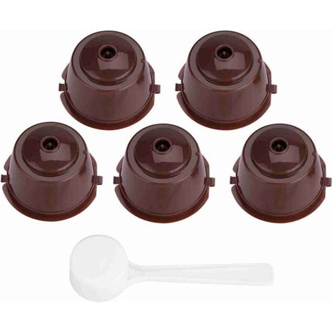 Capsules 5 Pièces de qualité Alimentaire PP 304 en Acier Inoxydable Réutilisable Filtre à Capsules de café Rechargeable (Brun)