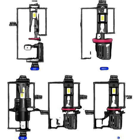 Bombillas para faros de coche, 18000 lúmenes de brillo, ajuste universal, color negro, H8 H9 H11 H16JP (1/2)