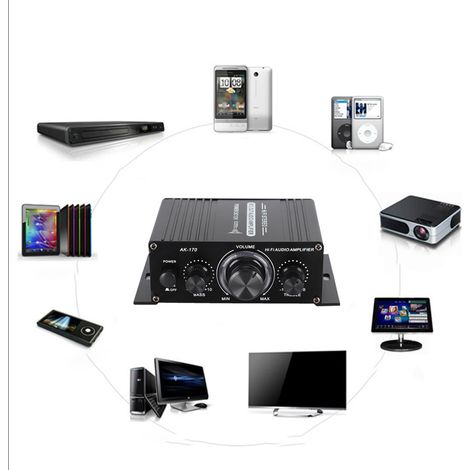 Amplificateur Audio Compact AK170 12V 20W, Faible Distorsion et Haute Fidélité 47K pour Voiture