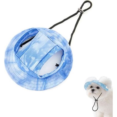 Casquette de baseball ajustable pour animaux de compagnie - Avec trous pour les oreilles - Taille L - Bleue (1/5)