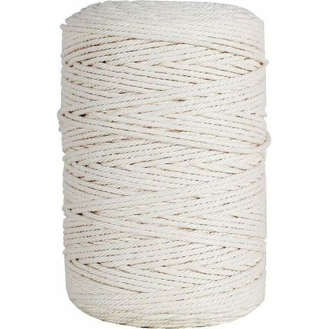 Corde macramé en coton – 3 mm x 200 m – Beige naturel, 100 % coton – Écologique, douce (1/4)