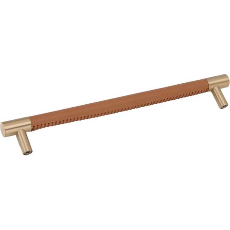 Poignée de tiroir moderne AUNMAS 224 mm en cuir et laiton (1/5)