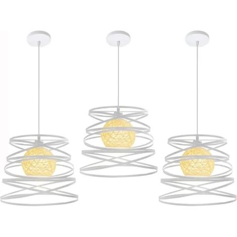U-Do 3Pcs Lustre Suspension Pendentif Vintage Lampe Créatif Rétro Luminaire en Métal Blanc décoration Chambre Salon (1/4)