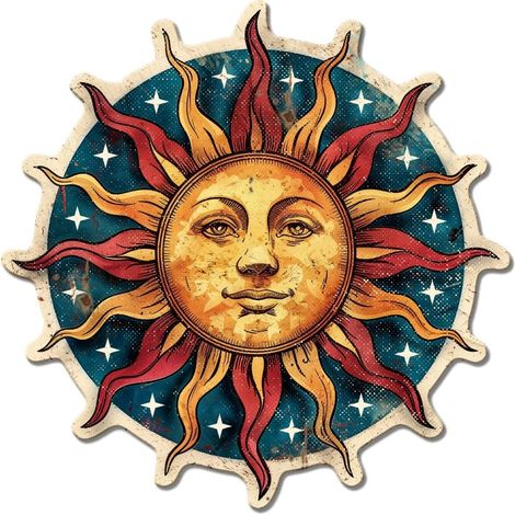 Plaque en Métal Vintage en Forme de Soleil Drôle Visage de Soleil Décoration Murale Colorée pour Bar Salon Cafétéria Salle de Bain Salle à Manger Cuisine Restaurant (1/5)