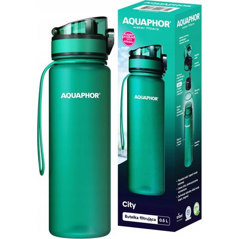 Bottiglia filtrante per acqua Aquaphor da 0,5 l verde + 1 filtro (1/5)