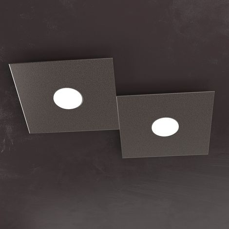 Plafoniera moderna top light eccentric 1156 2l gx53 led metallo lampada parete soffitto, finitura metallo marrone
