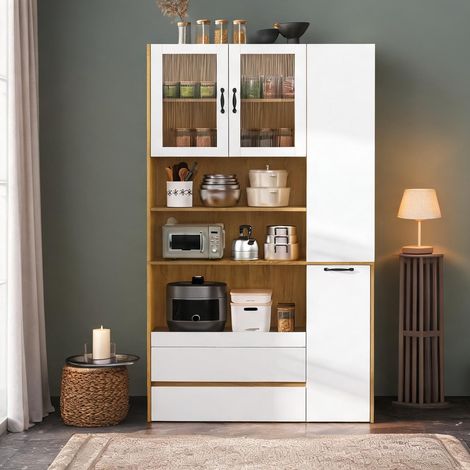 Buffet coloris blanc Natural en MDF 100 x 40 x 200 cm (1/5)