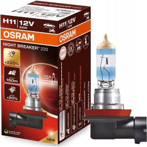 Bombilla Osram H11 Night Breaker +220% a +150m +20% luz más blanca nueva (1/5)