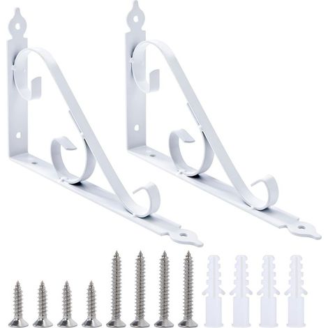 Staffa metallica per mensola da parete, staffa ad angolo triangolare a 90 gradi, supporto multifunzionale per mensola con viti per giardinaggio, bagno, cucina, 250 mm x 164 mm, 1 coppia (bianca) (1/5)