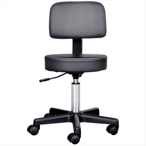 Tabouret de massage noir pivotant à roulettes hauteur réglable (1/5)