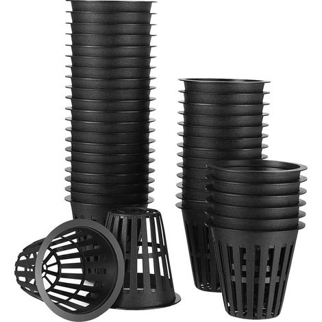 Pots hydroponiques en filet à fentes avec large rebord - Lot de 60, panier de 5 cm pour plantes
