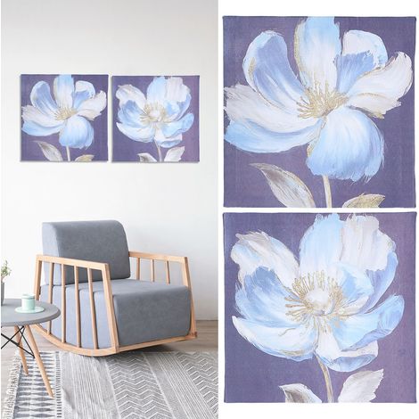Décoration murale avec cadre intérieur, petit format, motif floral en deux panneaux, idéale pour le salon et l'entrée. (1/5)