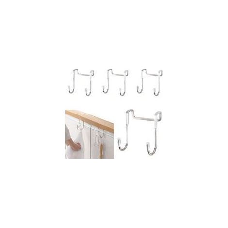 Set mit 4 Türhaken, Doppelhaken aus Edelstahl, ideal für Küche, Badezimmer, Wohnzimmer (1/5)