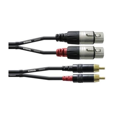 Cordial CFU 3 FC Audio Cavo adattatore [2x Presa XLR - 2x Spina RCA] 3.00 m Nero (1/2)