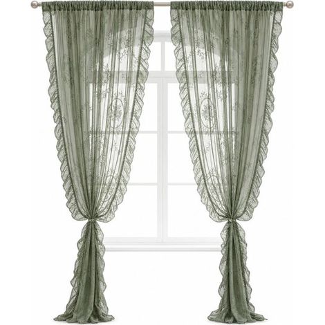 Rideaux en dentelle vintage avec volants floraux, décoration de fenêtre pour salon et chambre à coucher (1/5)