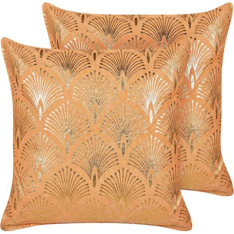 Dekokissen 2er Set HOYA Baumwolle 45 x 45 cm Orange Geometrisches Muster