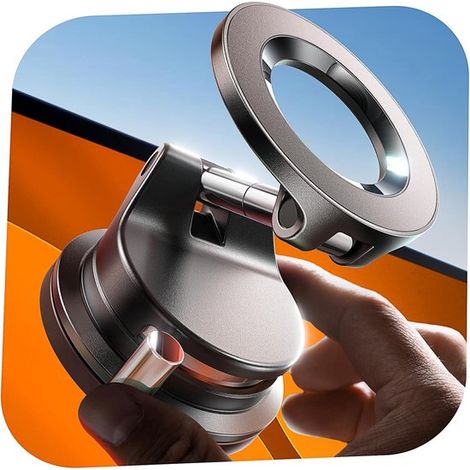 Support magnétique pour téléphone de voiture avec ventouse, fixation universelle pour smartphone, support rotatif et antidérapant (1/5)