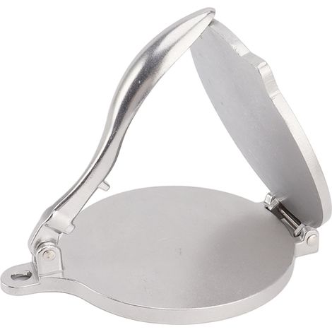 Presse à tortillas manuelle en alliage d'aluminium, outil idéal pour la préparation de pizzas et de galettes de maïs, 16 cm, argent. (1/5)