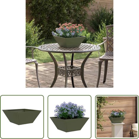 vidaXL Olive Grün -  Garten-Pflanzgefäß Olive Grün 35 x 35 x 15 cm