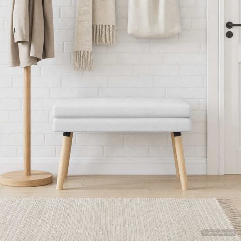 Banc à 2 niveaux avec coussin en tissu polyester blanc 80 x 40 x 47 cm - PANGIVO (1/5)