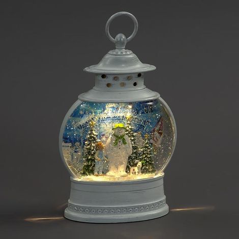 28cm Snowman Snowdog Water Lantern Christmas Glitter Globe Battery Operated (1/4)