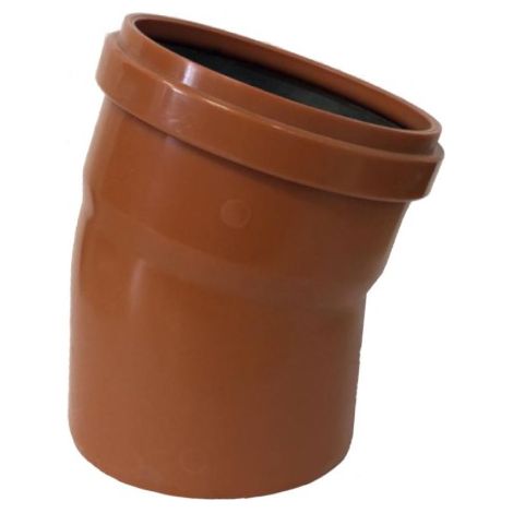 CURVA 15 ° AD INNESTO IN PVC CON GUARNIZIONE RAL 8023 - EE ¸100 RAL 8023