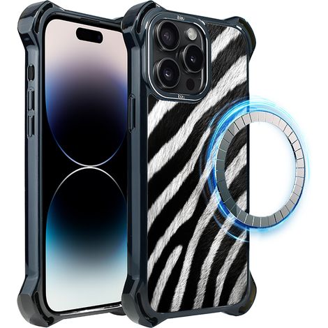 Hülle für iPhone 14 Pro ibizu DropGuard Ultra mit MagSafe, Nature's Call, Zebra (1/5)
