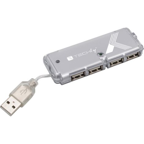 Techly Hub USB Tascabile 4 porte Silver (1/5)
