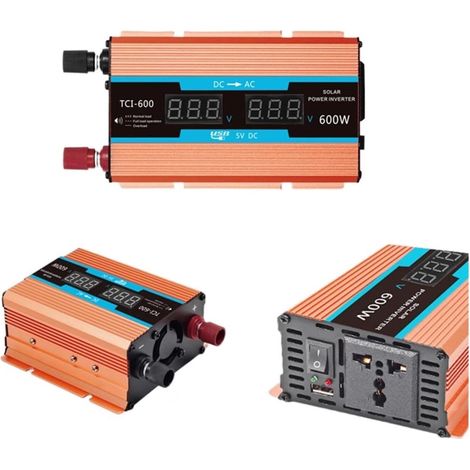 Inverter solare – Convertitore di tensione da 12V/24V a 110V/220V per caricabatterie da auto, potenza massima (6000W) (1/5)