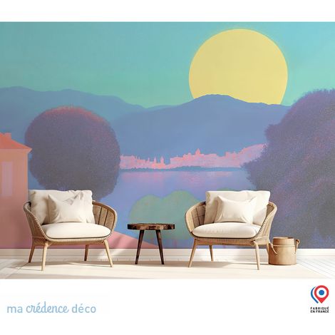 Papier peint : Plage Sud ouest, Aquarelle 5 - Intissé - L.300 x H.280 cm - Vert pastel (1/5)