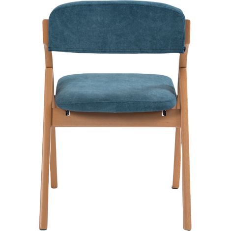 Sedie pieghevoli imbottite in legno blu, set da 2 con fodera rimovibile (1/5)