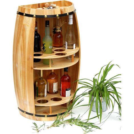 DanDiBo Weinregal Holz Weinfass Naturholz Halbrund 83 cm 9001 Bar Flaschenregal Flaschenständer XL Fass Holzfass Natur Weinschrank (1/5)