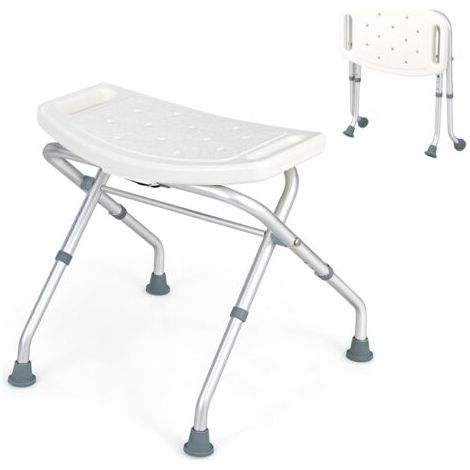 Tabouret de Douche Antidérapant Hauteur Réglable 49-52,5 CM, Chaise de Douche/Bain Pliable en Aluminium avec Accoudoirs, Siège de Douche Adulte 150KG pour Âgés Handicapés Enceintes (1/5)