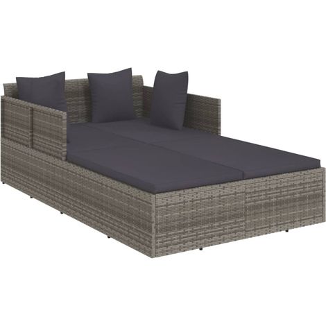 Maison Exclusive - Tumbona con cojines ratán sintético gris 182x1