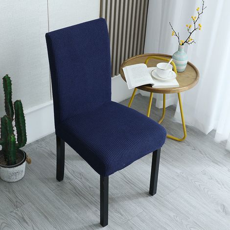 Housse de Chaise de Salle à Manger Extensible, Housse de Chaise de Salle à Manger Lavable Universel, Housses De Chaise avec Dossier, Revêtement de Chaise Moderne(Bleu marine,Lot de 4) (1/4)