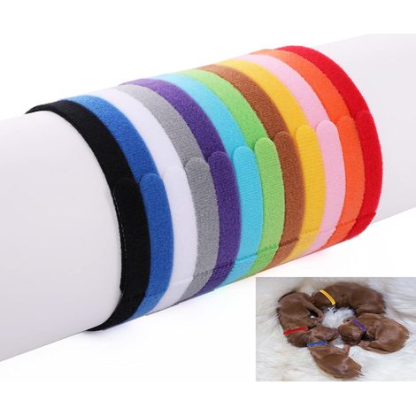 Lot de 12 colliers pour chiots, couleurs assorties, colliers de mise bas pour petits chiots, colliers d'identification réglables (30 cm/11,9 pouces)