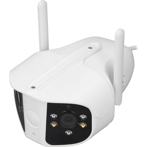 Caméra de sécurité panoramique à double objectif, audio bidirectionnel, protection contre les surtensions, Wi-Fi, vision nocturne couleur, application de visualisation à distance pour l'extérieur (1/5)