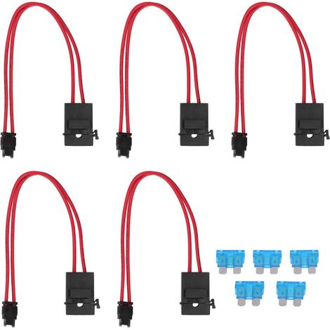 Connecteur Porte-fusible, Extension de Voiture pour Véhicule ATM 20A 16AWG avec Connecteur 5 Fusibles 5 Pièces Mini Fil Robuste (Angle plat ACD 10,9 mm). (1/5)