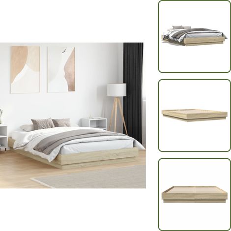 Letto in compensato - vidaXL Giroletto Rovere Sonoma 120x200 cm in Legno Multistrato - Letto con telaio in legno