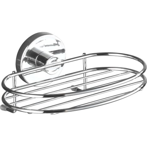 WENKO Portasapone da muro Milazzo, senza foratura, sistema di fissaggio Vacuum-Loc® senza bisogno di forare, riposizionabile senza lasciare segni, in Acciaio, dimensioni 17x7,5x12 cm, finitura Brillan (1/5)