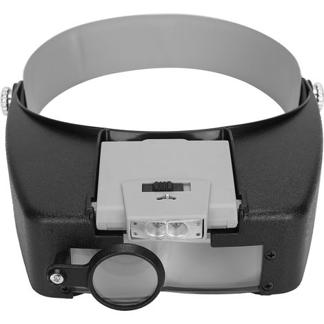 Lunettes de lecture LED avec loupe frontale pour réparations, alimentées par piles, couleur gris (1/5)