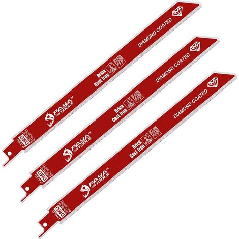 9" Diamond Edge Reciprocating Saw Blades for Cast Iron, Masonry, Fibre Cement and Fiberglass (Pack of 3) (1/5)