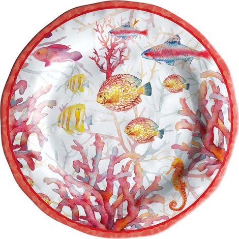 Regalo Italiano Piatto Piano Melamina Shell D 28 Cm H 3 Cm Rosso 1 Pz