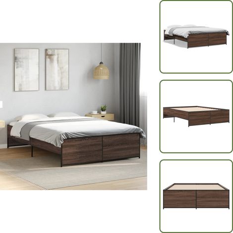 The Living Store Cadre de lit sans matelas chêne marron 120x190 cm - Cadre De Lit - Lit Double - Lit En Bois - Lit Design - Meuble Chambre (1/5)