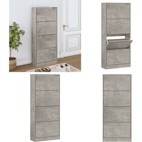 Armoire à chaussures Gris béton 63x24x147 cm Bois d'ingénierie - Meuble Range Chaussures - Armoire Chaussure - Rangement Chaussures - Placard Chaussures - Organiseur Chaussures - Home & Living (1/5)