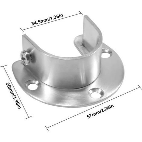 Support de Tringle à Rideau - Acier Inoxydable - Pour Tige Jusqu'à 32,5 mm - Salle de Bain Placard Fenêtre - Lot de 4 (1/4)