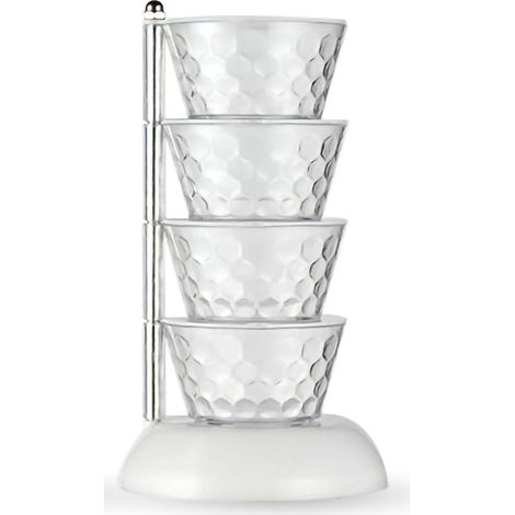 Scatola porta spezie in plastica multistrato, barattoli per spezie da cucina girevoli a 360° con coperchi per sale, zucchero e pepe, 4 pezzi trasparenti.