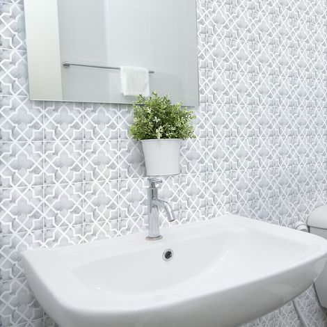 Sticker Mural Carrelage adhésif Cuisine Salle de Bain - 30 STICKERS CARREAUX DE CIMENT AUTHENTIQUES KINILA - 30stickers20x20cm (1/5)
