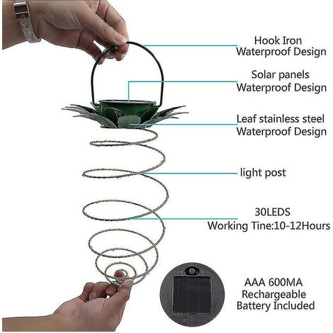 Lampe solaire d'extérieur en fer forgé en forme d'ananas, idéale pour décorer jardin et cour (2 pièces)