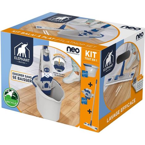 Kit Neo - Balai à Plat avec Housse & Essoreur - Nettoyage Facile sans Se Mouiller Les Mains, Maniable & Passe-Partout, Système Easy Clip - Tous Sols - Fabriqué en France (1/5)